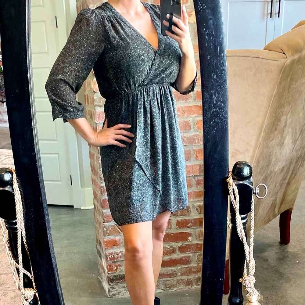 Charlotte Russe 3/4 sleeved, flowy wrap-look dress